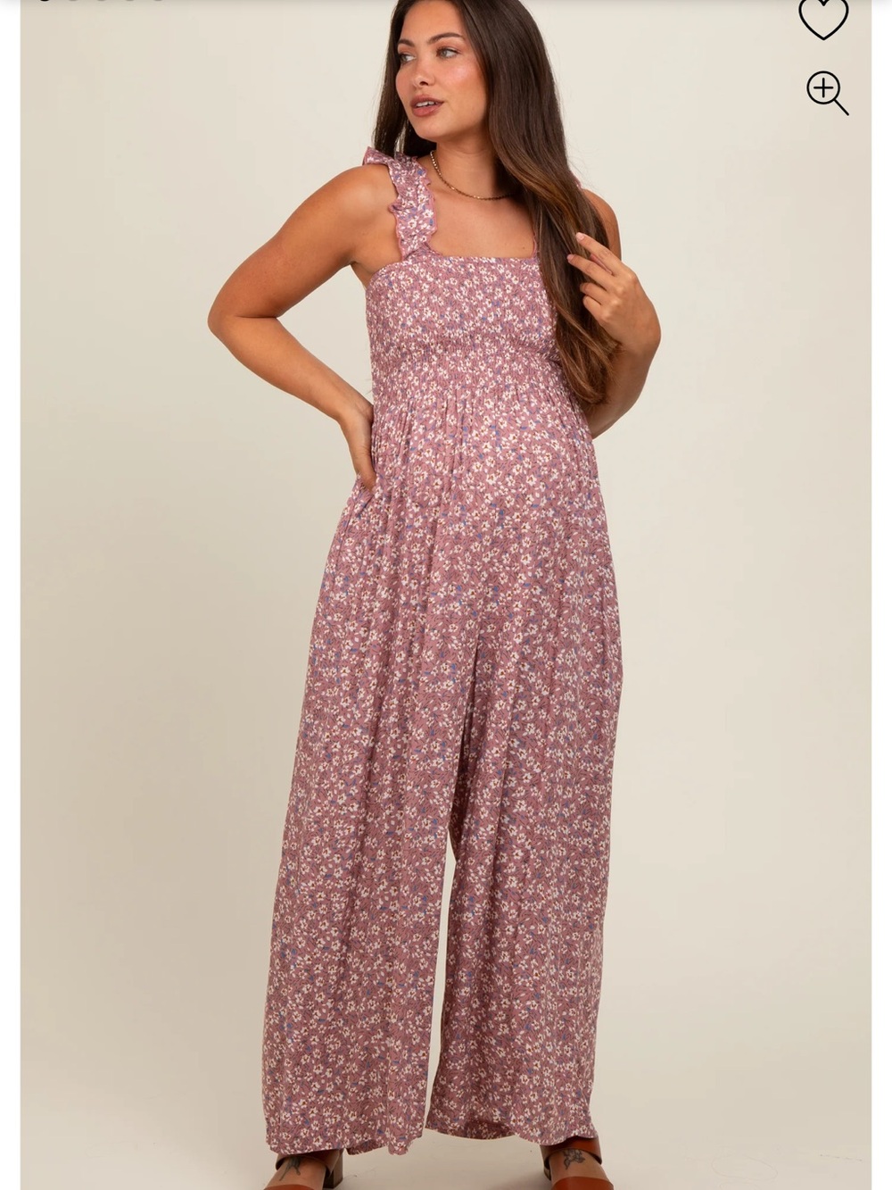Floral Pink Wide-Leg Jumpsuit with Ruffle Straps